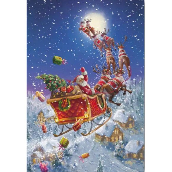 Santa Claus Reindeer Christmas Garden Flag Holiday Party Banner Winter Decor - Picture 1 of 5